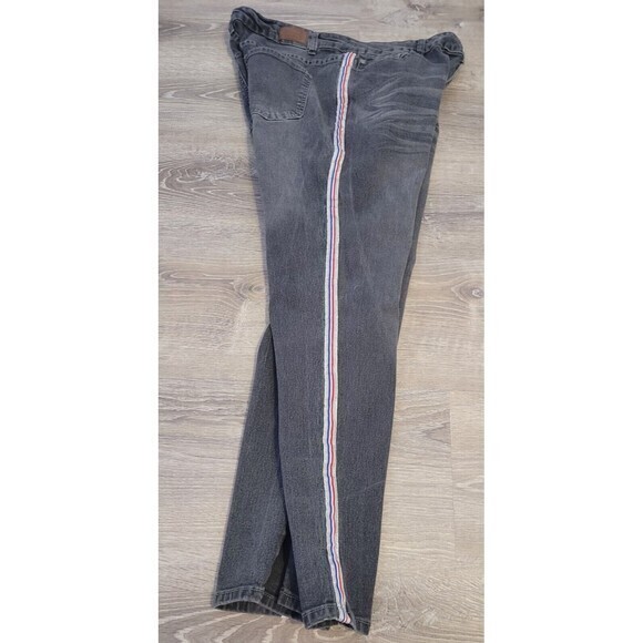Denim & Rivets Women’s Black Striped Embellished Legs Denim Jeans‎ Size 24 - Picture 6 of 15